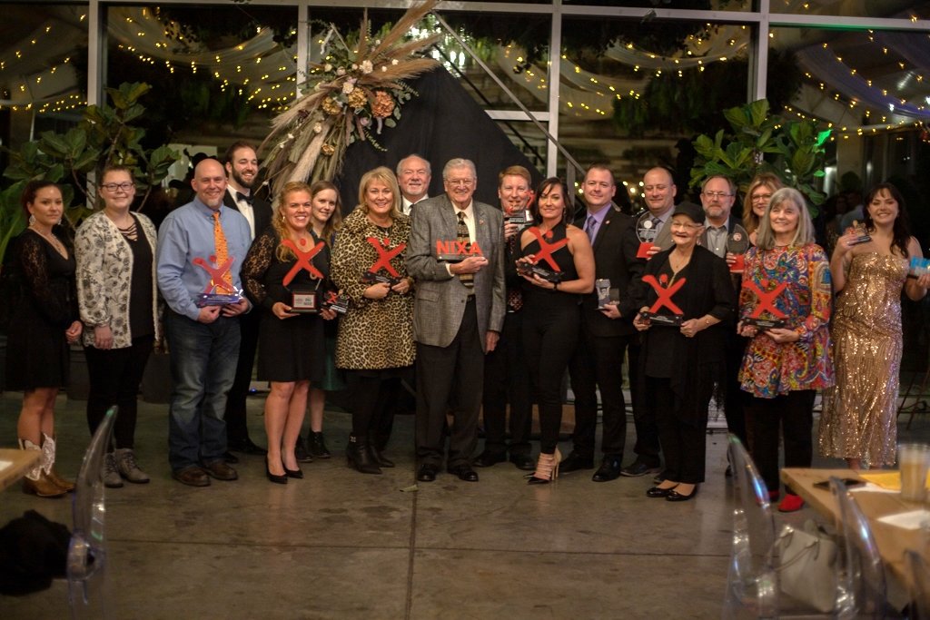 Honorees at the Nixa Area Chamber of Commerce’s Feb. 23 Nixie Awards celebrate their win.